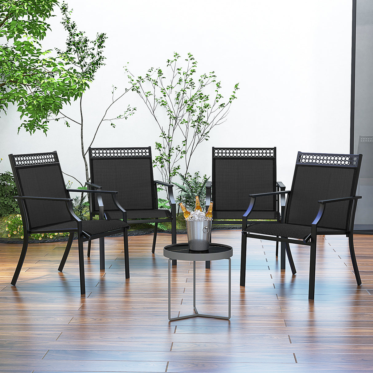 Patio Chairs Set of 2 with All Weather Breathable Fabric