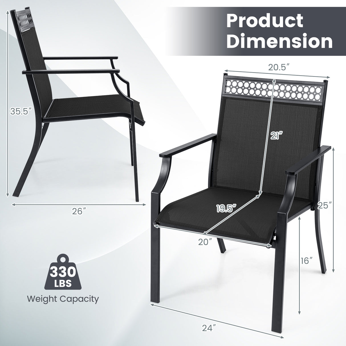 Patio Chairs Set of 2 with All Weather Breathable Fabric