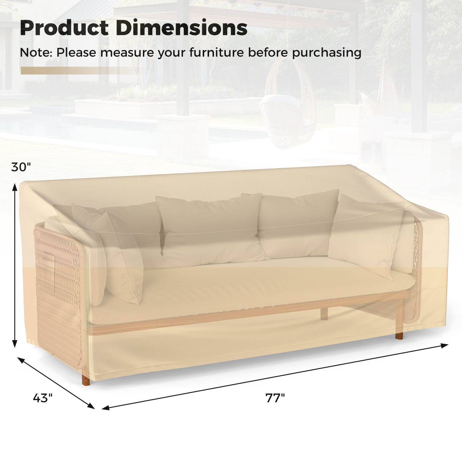 Patio Furniture Cover with Padded Handle and Click-Close Straps