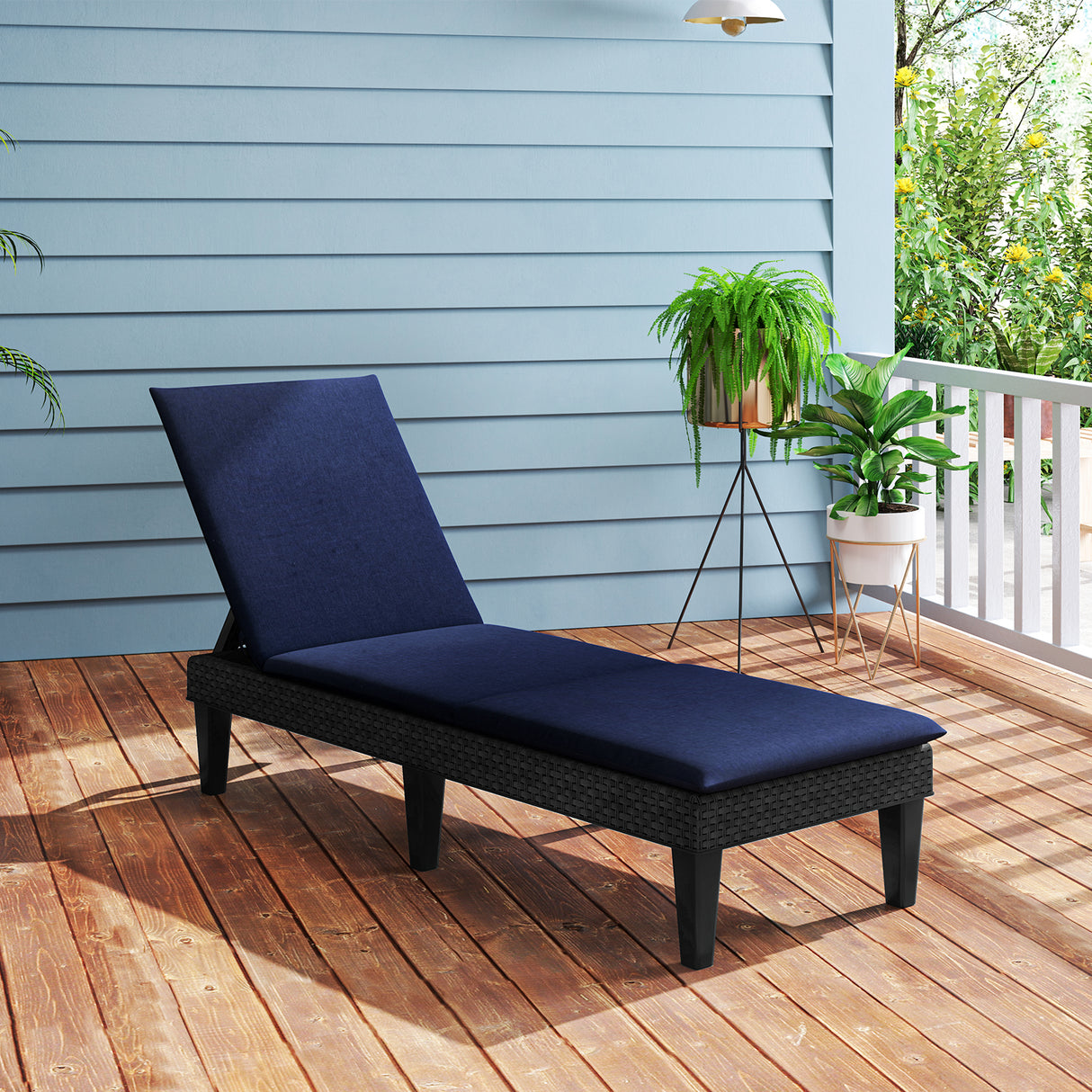 Patio Lounge Chair 3-Position Adjustable Backrest and Cushion