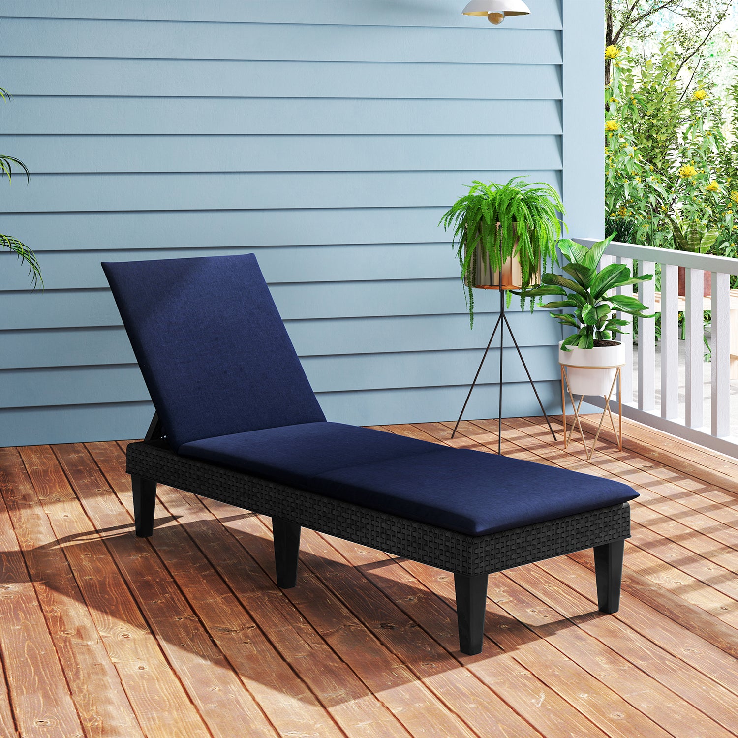 Patio Lounge Chair 3-Position Adjustable Backrest and Cushion