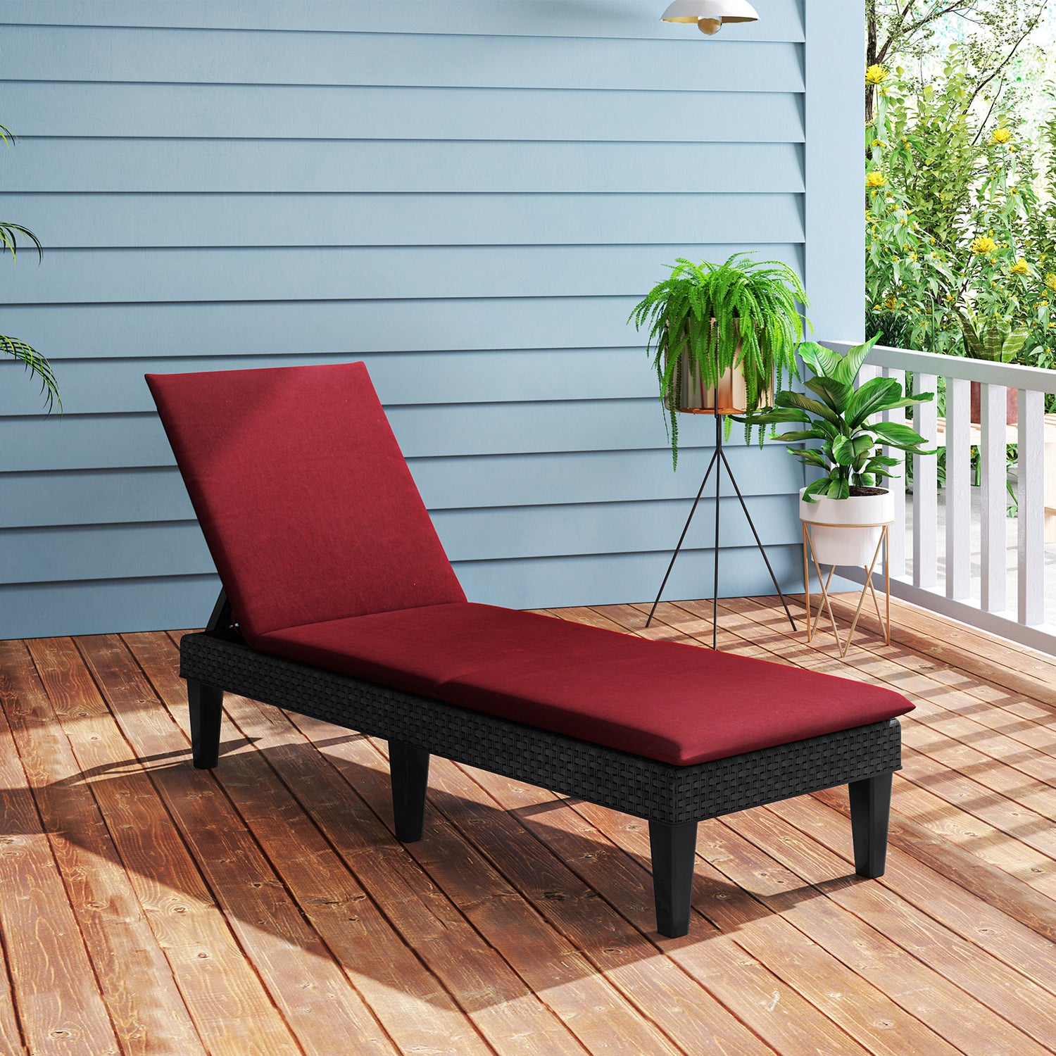 Patio Lounge Chair 3-Position Adjustable Backrest and Cushion