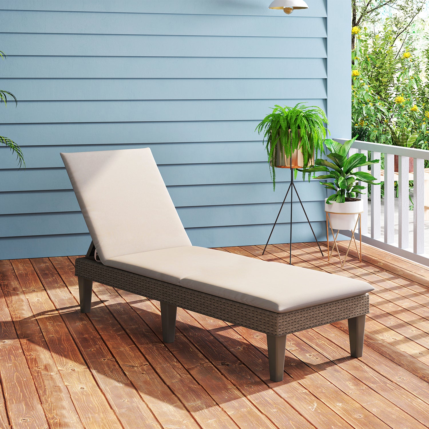 Patio Lounge Outdoor Recliner Chair with Cushion 3-Position Adjustable Backrest