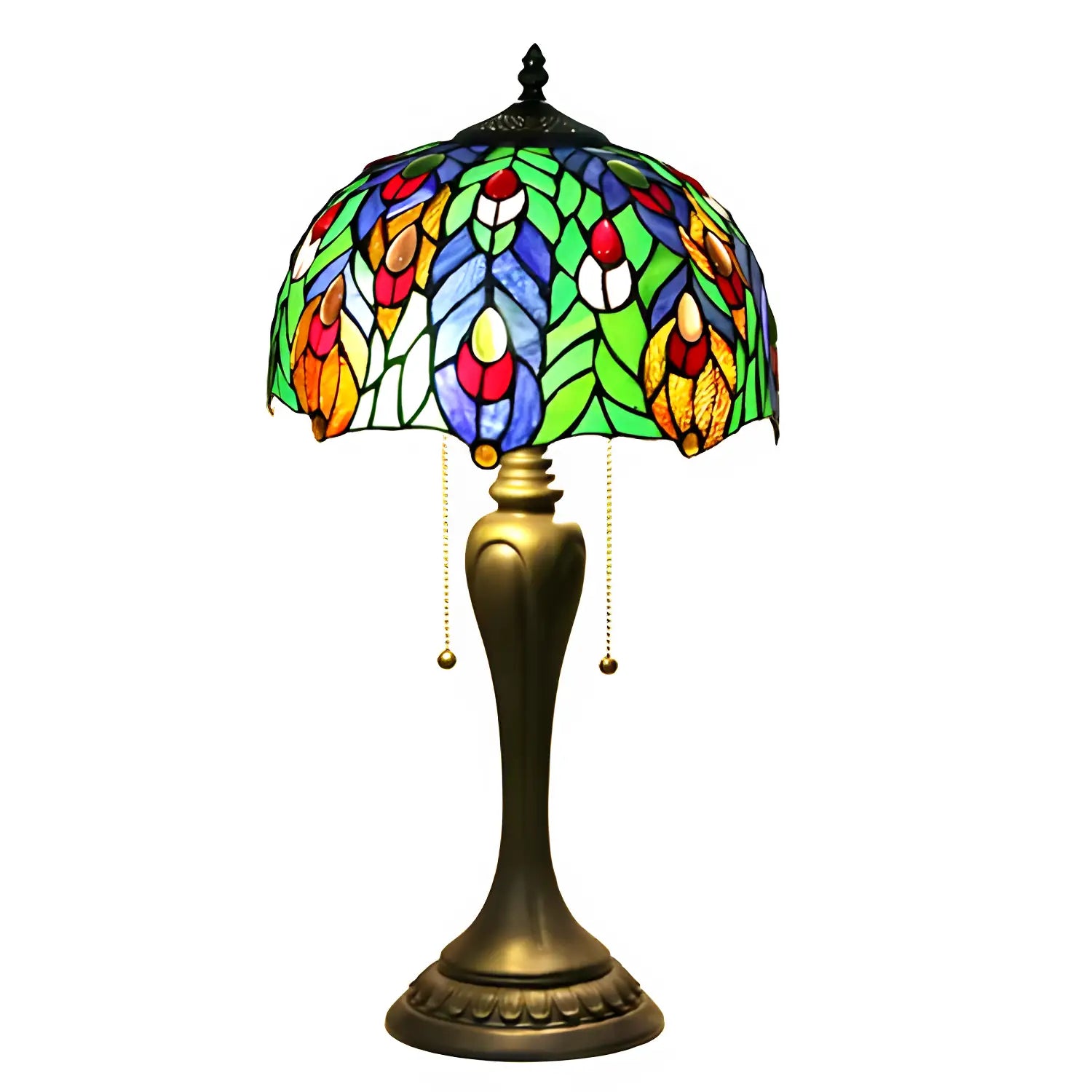 Antique Tiffany Lamp Peacock | Glass Tabletop