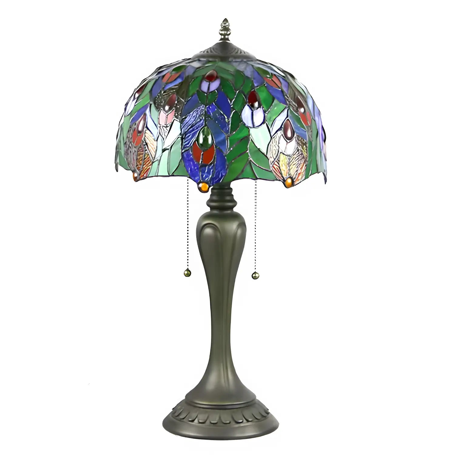 Antique Tiffany Lamp Peacock | Glass Tabletop