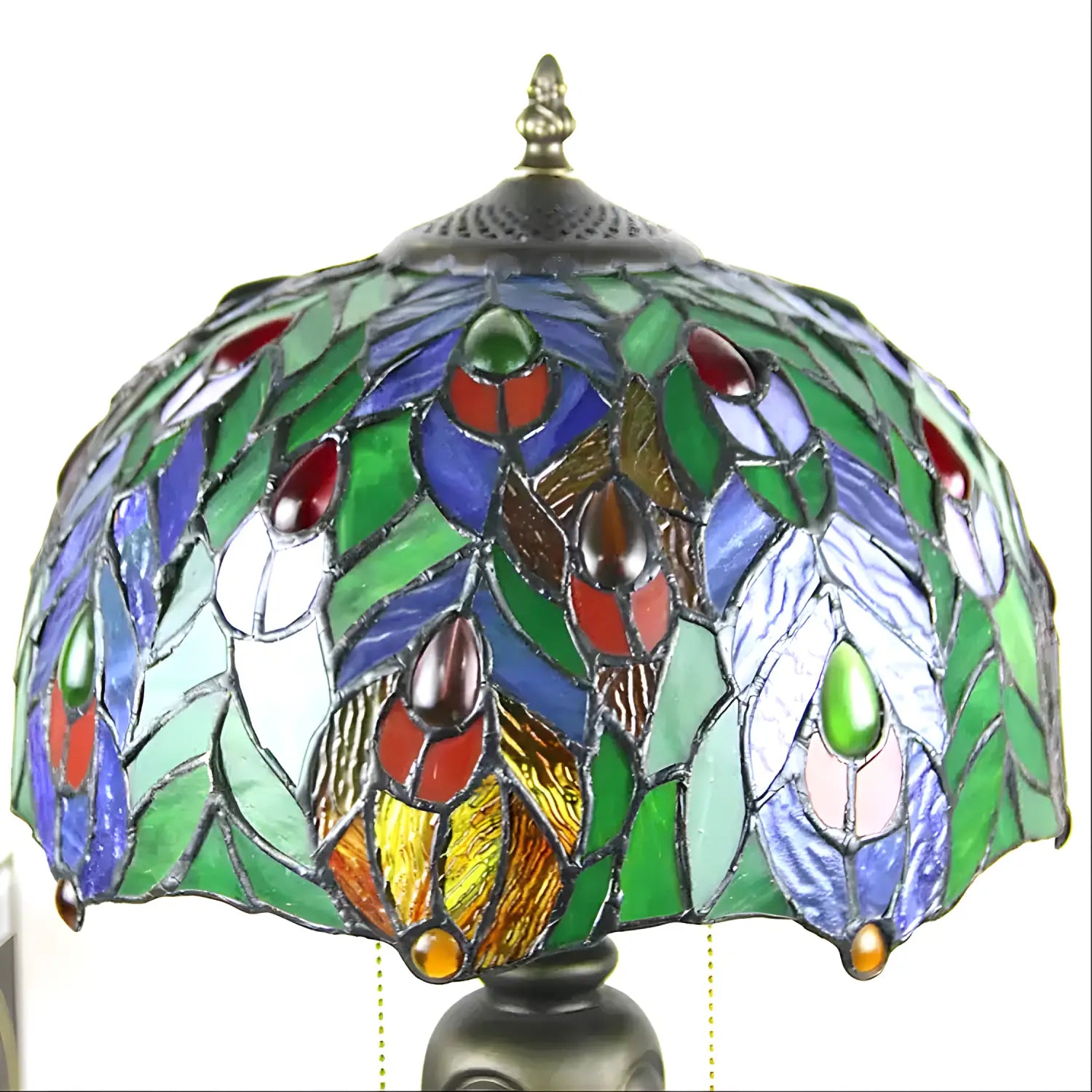 Antique Tiffany Lamp Peacock | Glass Tabletop