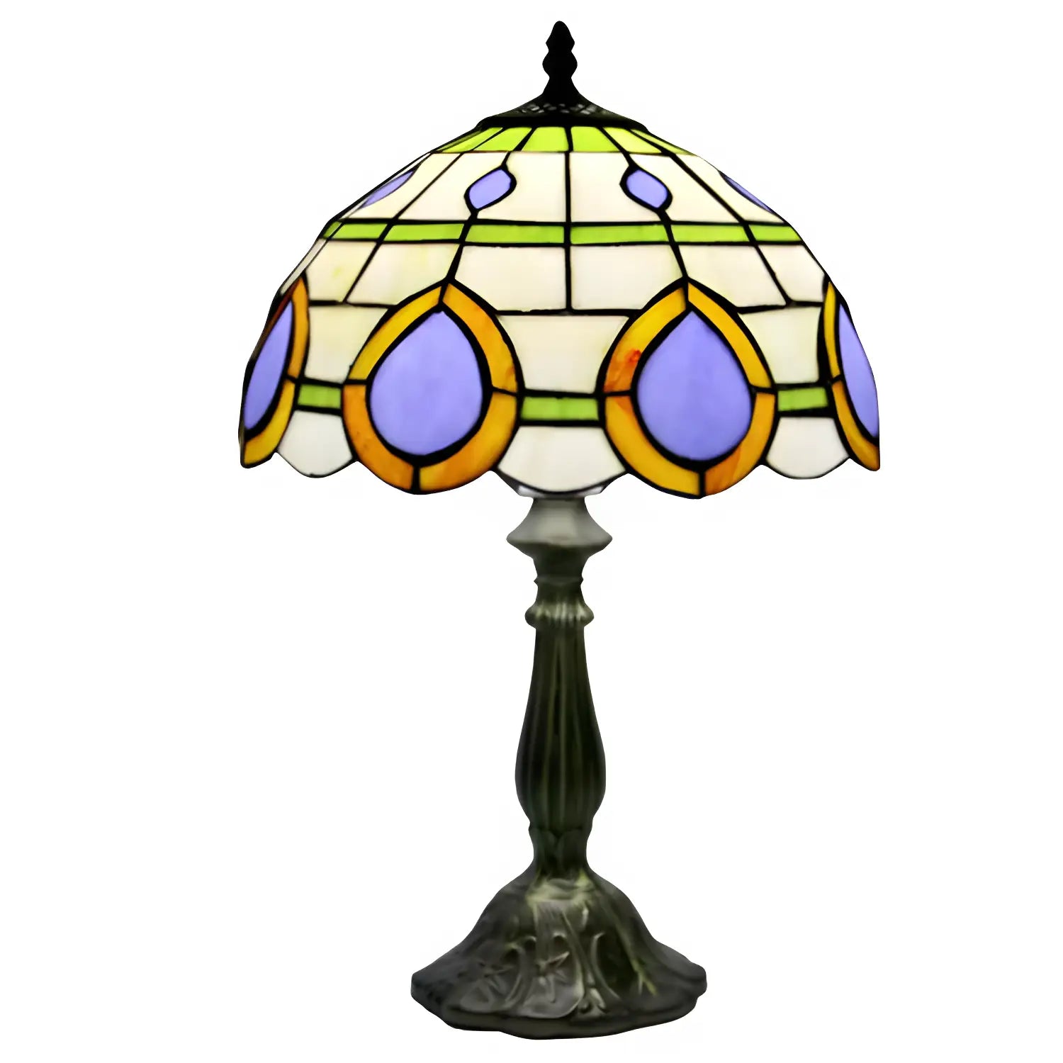 Peacock Tiffany Lamp in Vintage Glass Design