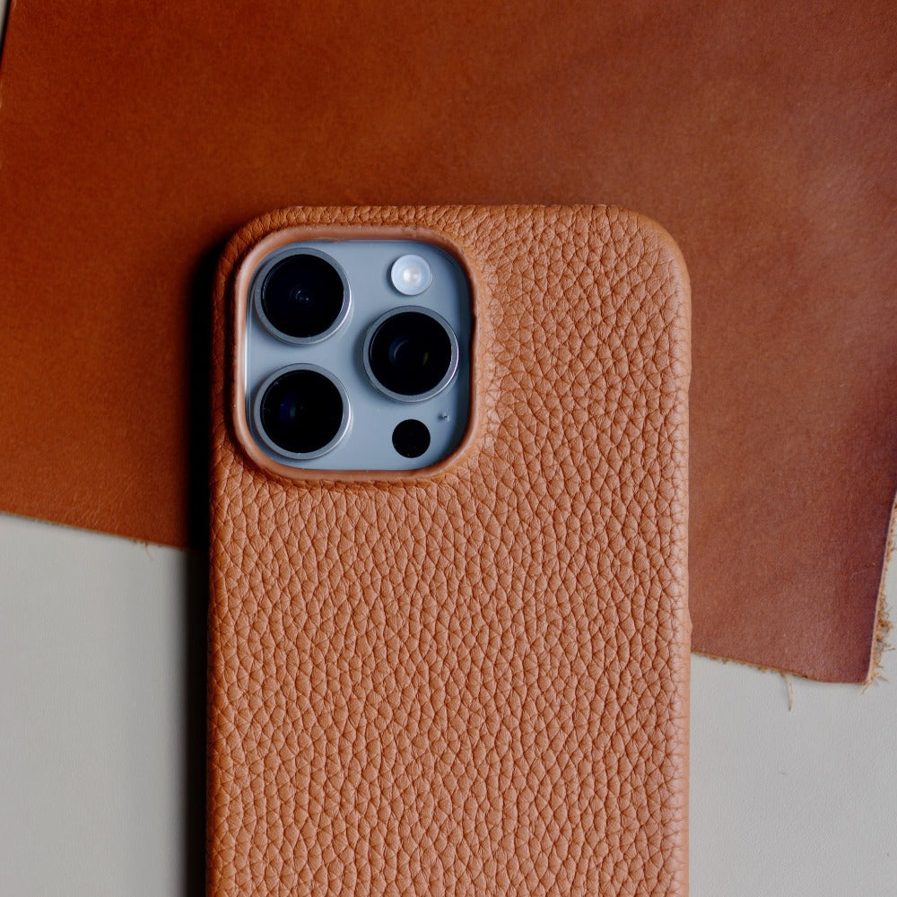 Milled Leather iPhone Case (Cognac)
