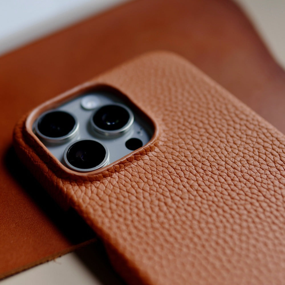 Milled Leather iPhone Case (Cognac)
