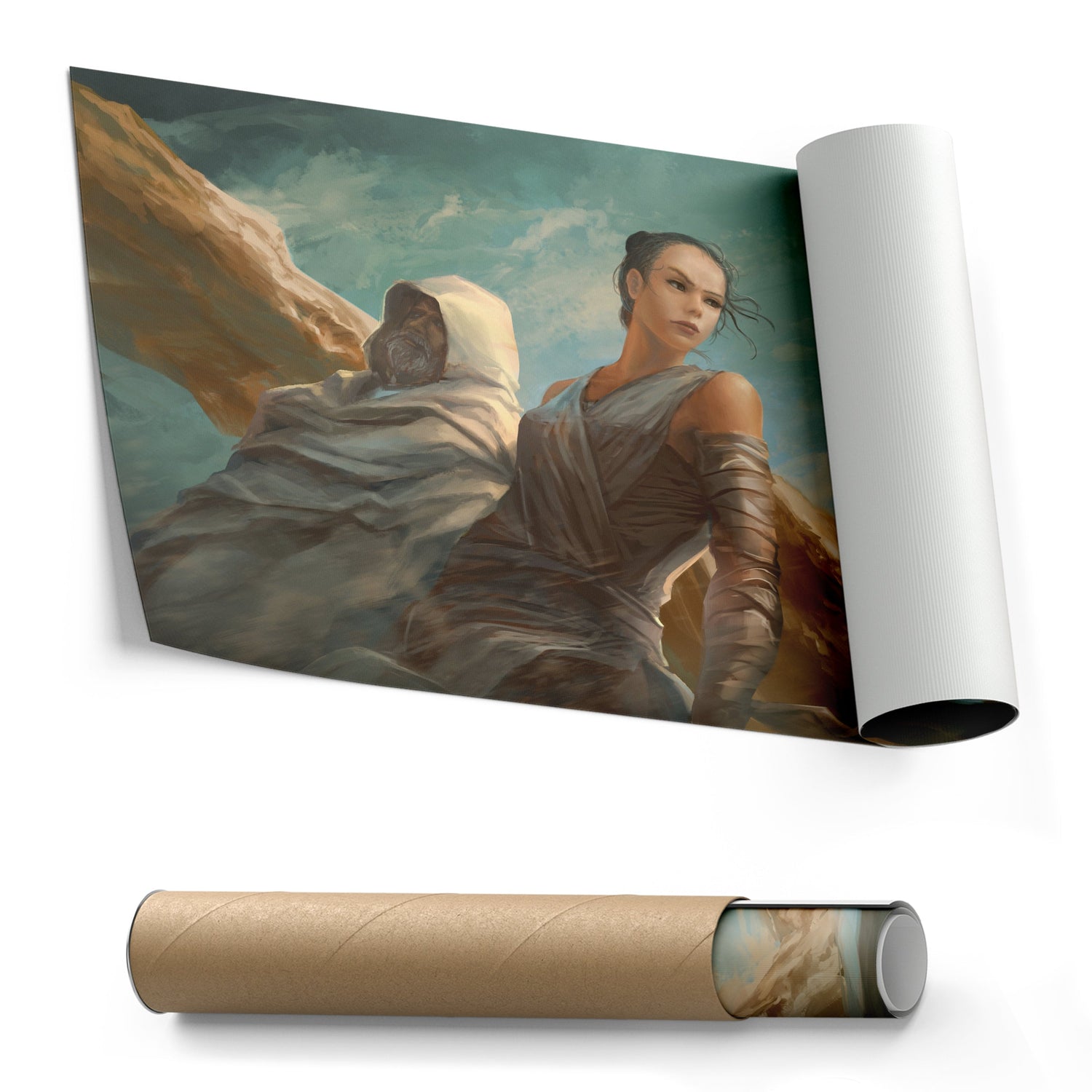 Luke & Rey Skywalker Artwork - Star Wars Canvas Wall Art Decor