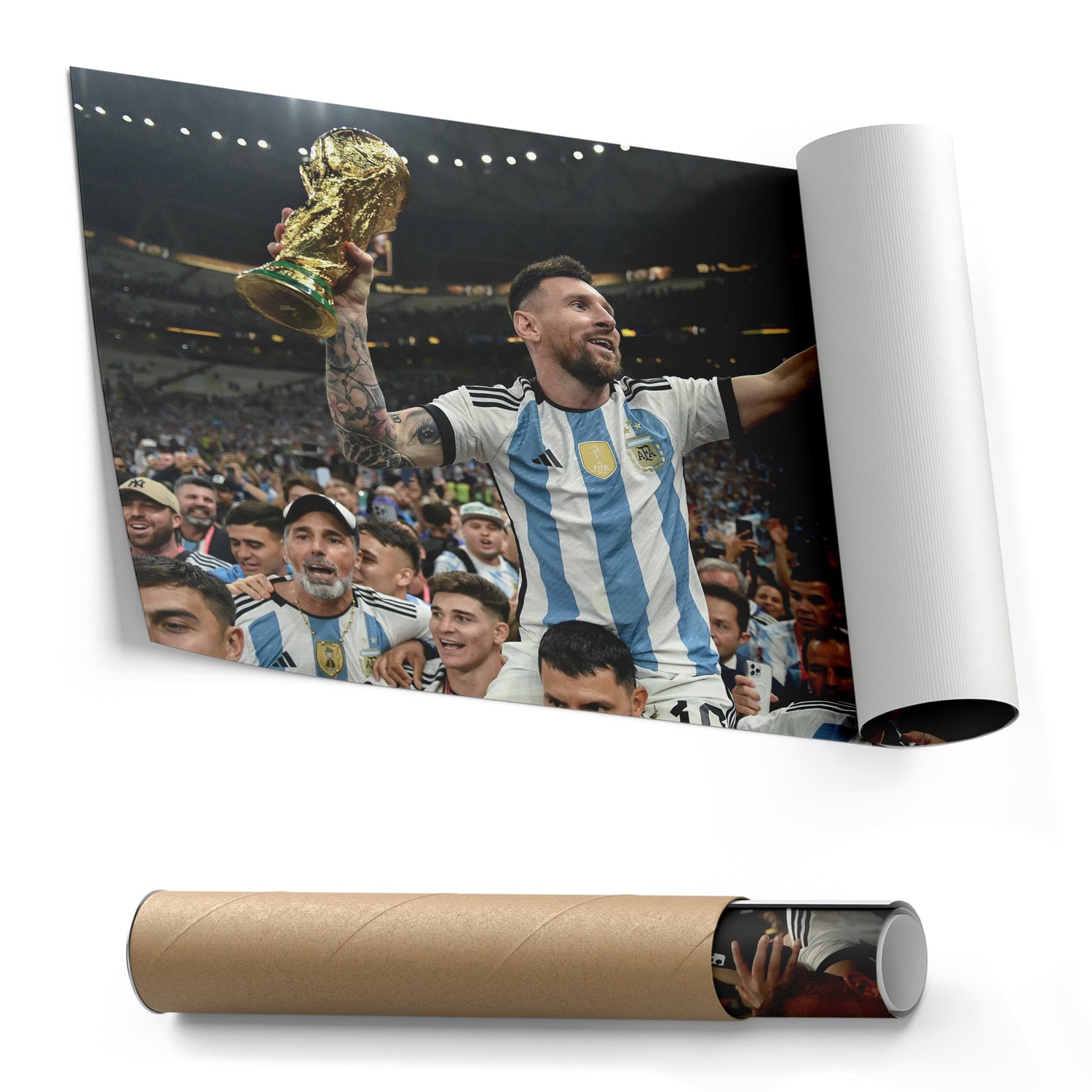 Lionel Messi World Cup Celebration Canvas Art - Soccer Wall Decor Poster