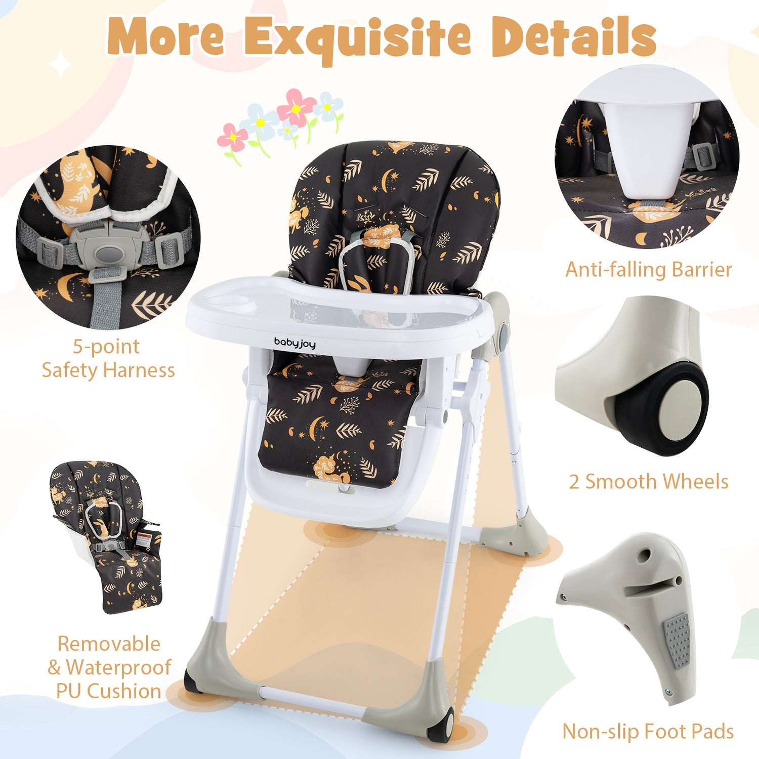 3-In-1 Convertible Baby High Chair for Toddlers