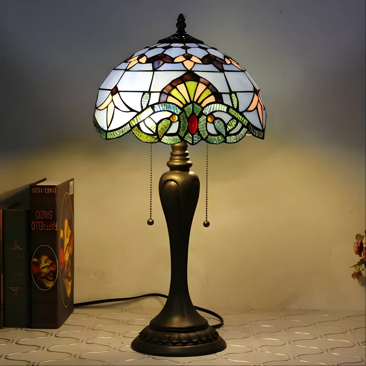 Purple Tiffany Lamp in Baroque Glass Style