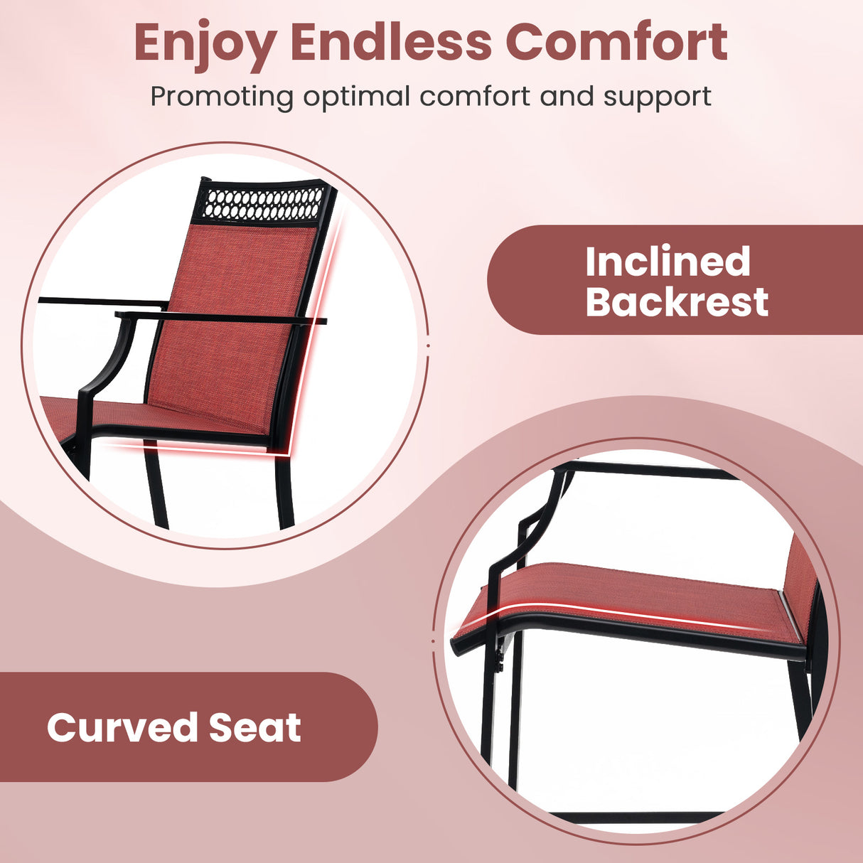 Outdoor Counter Stools Set of 2 Heavy-Duty Barstools with Footrest and Armrests