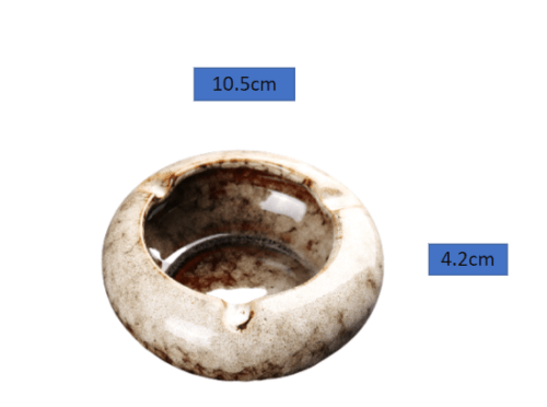 Round Glossy Ceramic Ashtrays + Flameless Lighter (WHITISH)