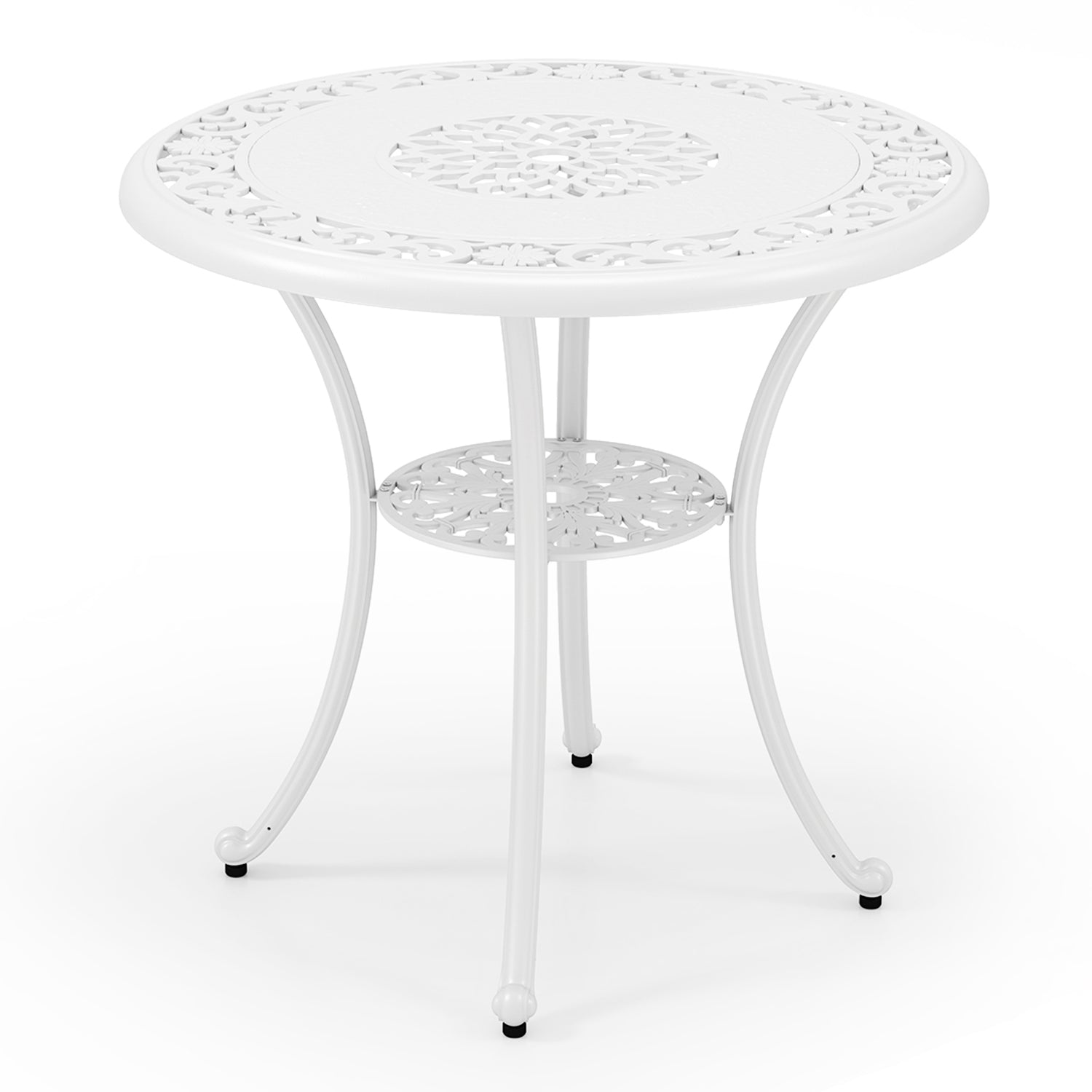 31.5 Inch Round Patio Dining Table for 4 Cast Aluminum with 2-Inch Umbrella Hole