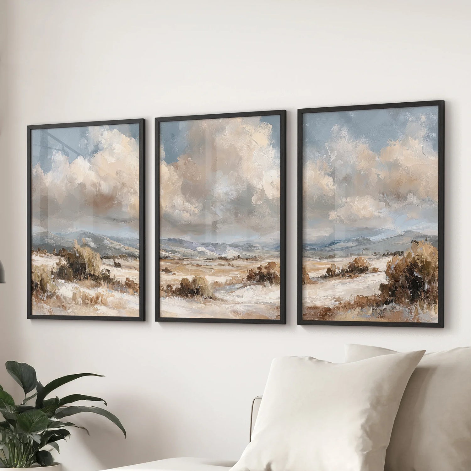 Warm Neutral Desert Landscape Decor. 3 Piece Nature Wall Art