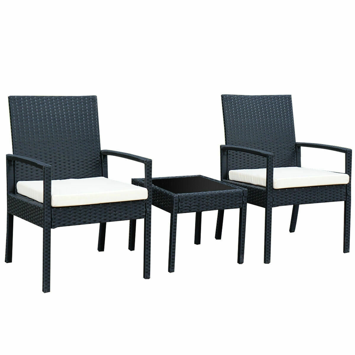 3 Pcs Outdoor Rattan Patio Conversation Furniture Set