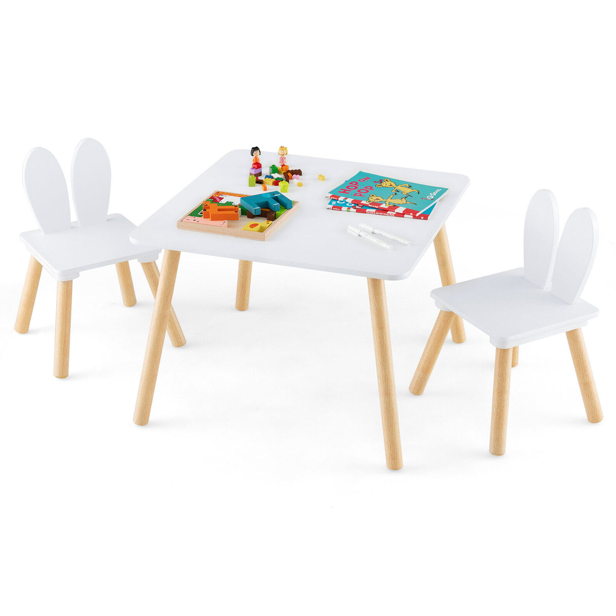3 Pieces Kids Table and Chairs Set for Arts Crafts Snack Time
