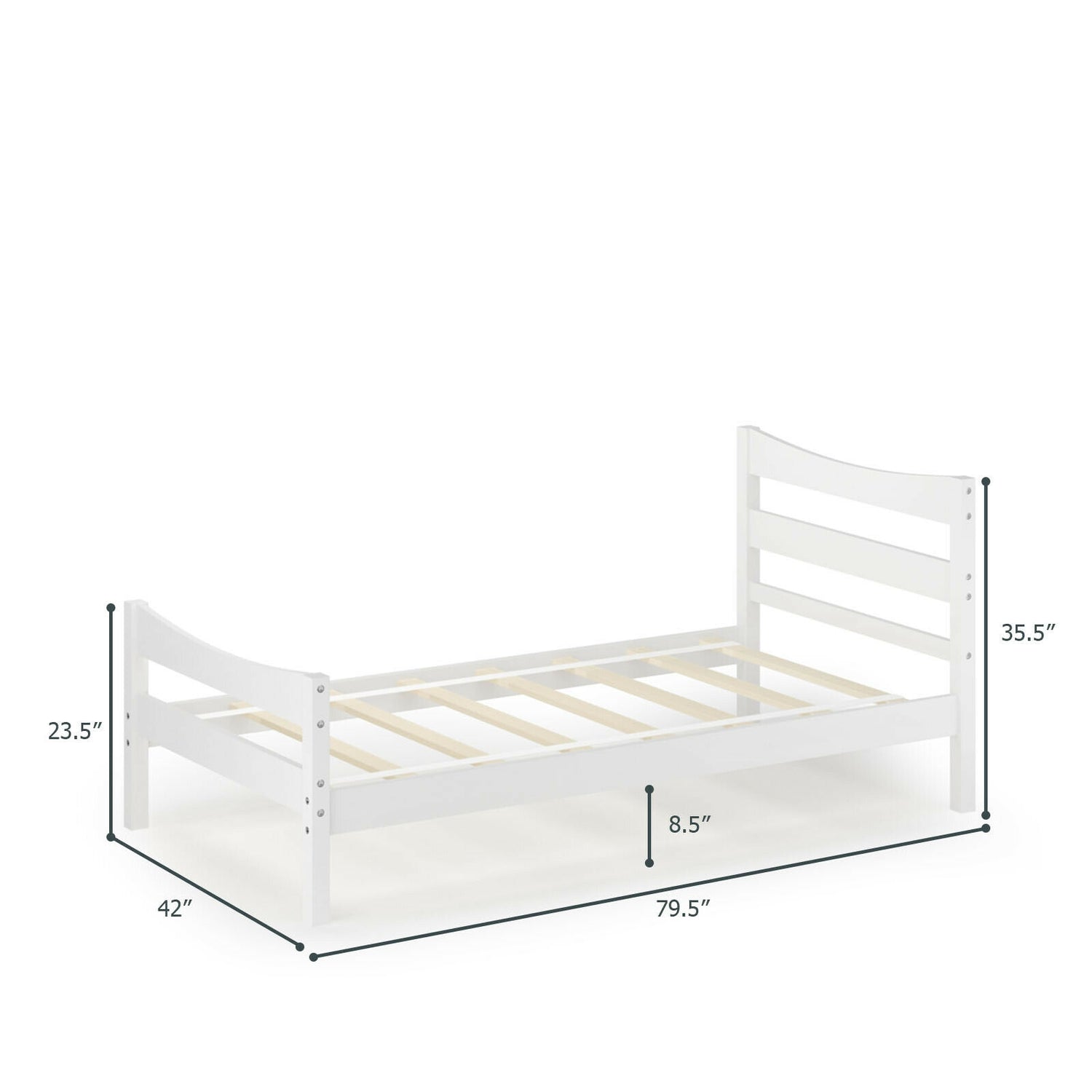 Twin Size Rustic Platform Bed Frame with Headboard and Footboard