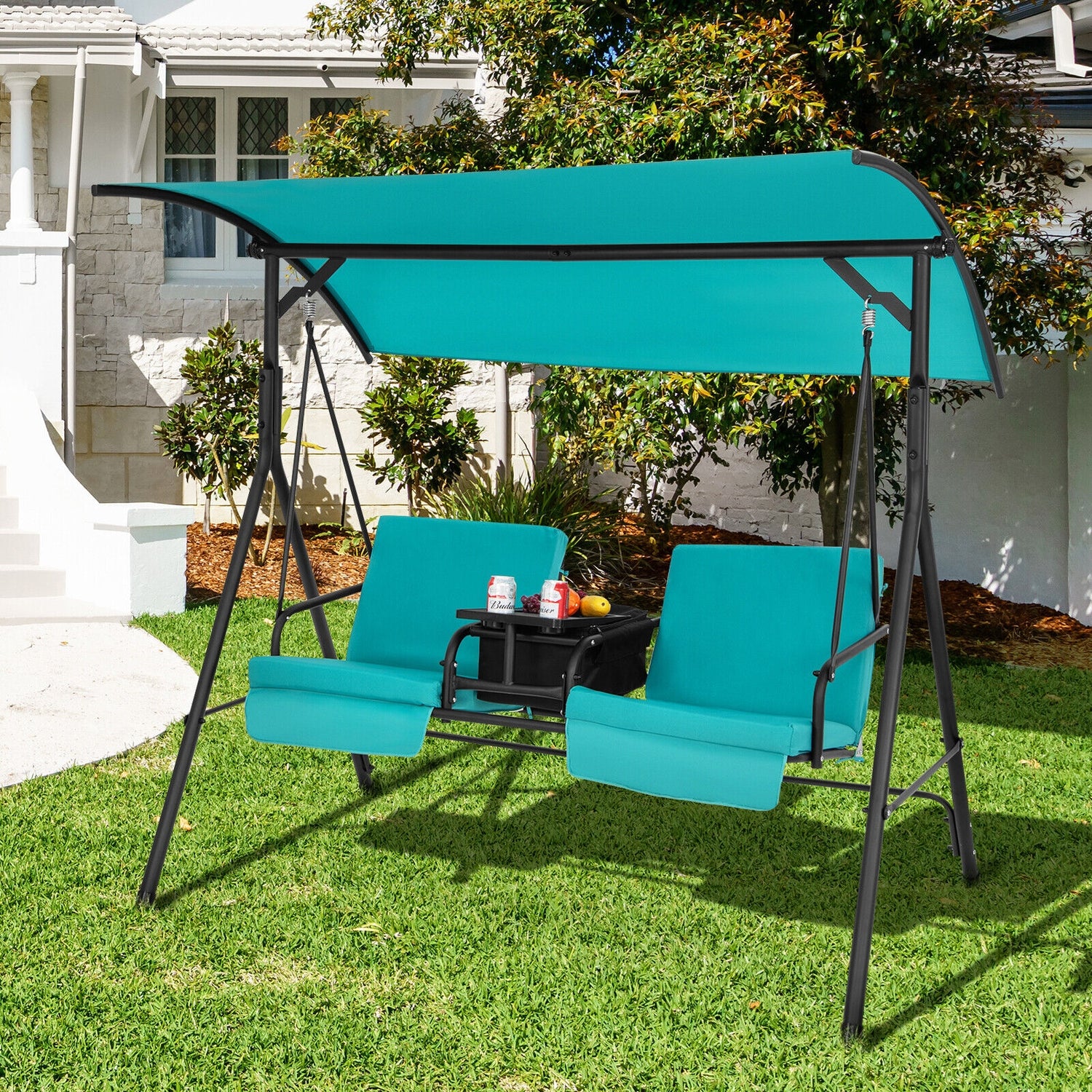 Porch Swing Chair with Adjustable Canopy