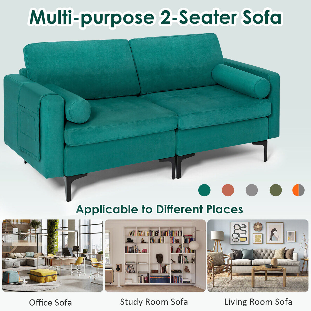 Modular 1/2/3/4-Seat L-Shaped Sectional Sofa Couch with Socket USB Port-2