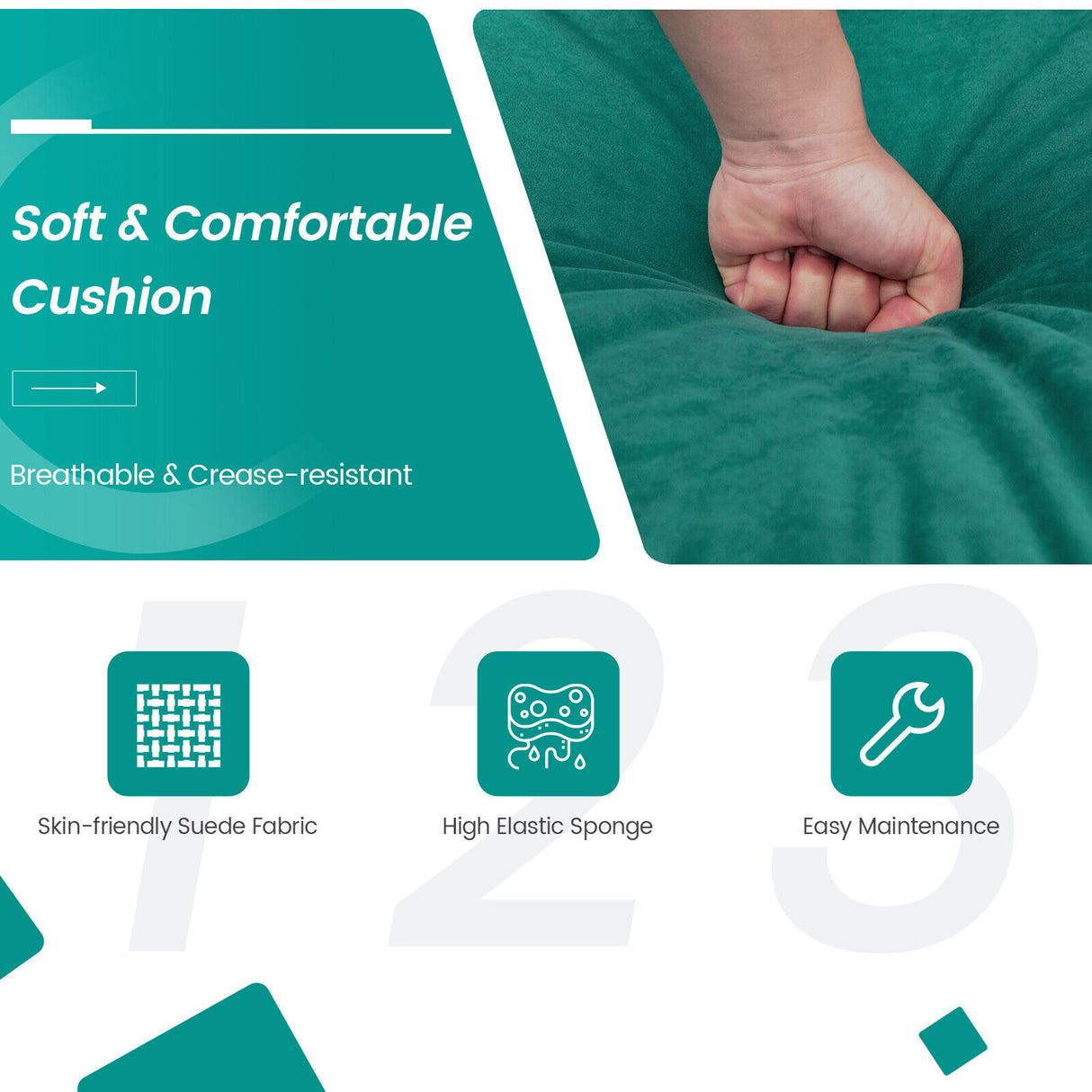 3-Seat Sofa Sectional with Side Storage Pocket and Metal Leg-3