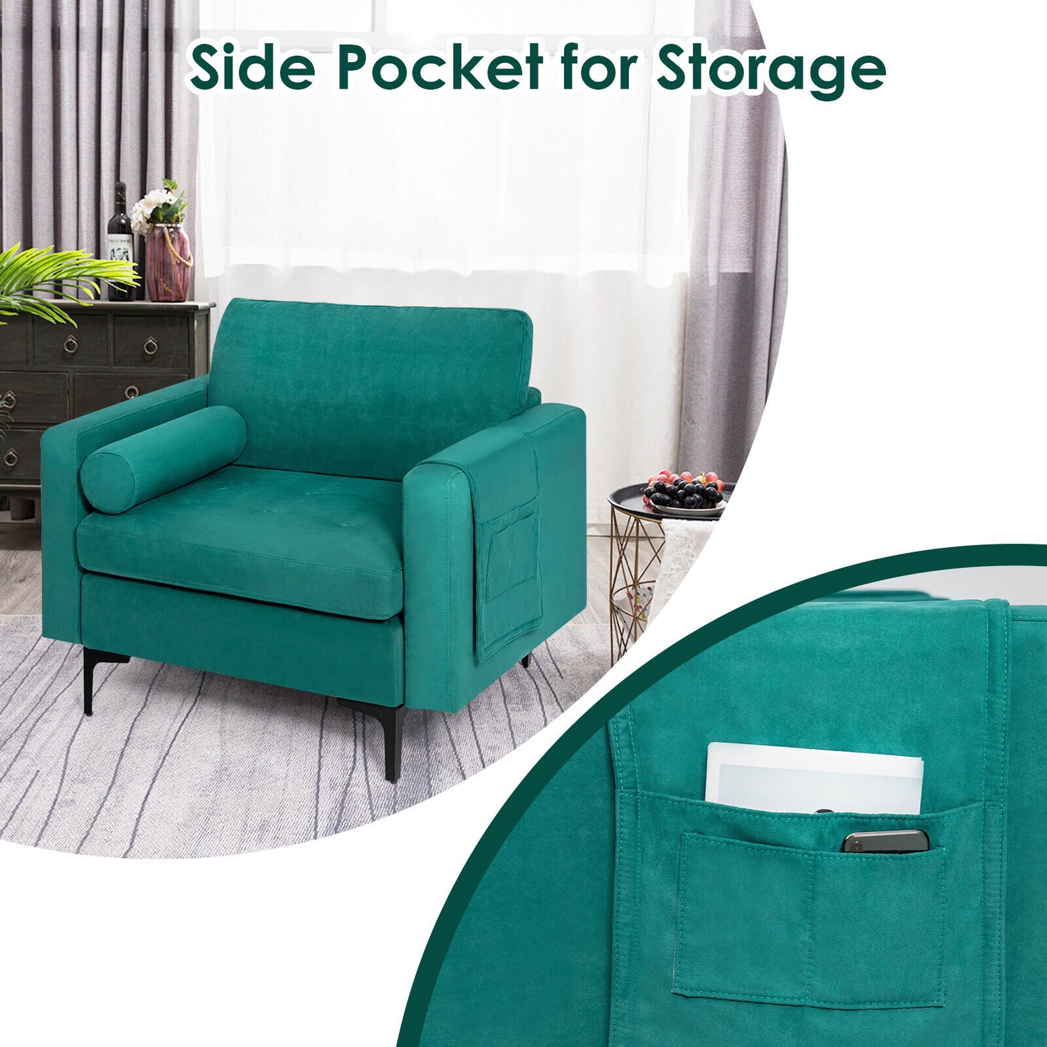 Modular 1/2/3/4-Seat L-Shaped Sectional Sofa Couch with Socket USB Port-1