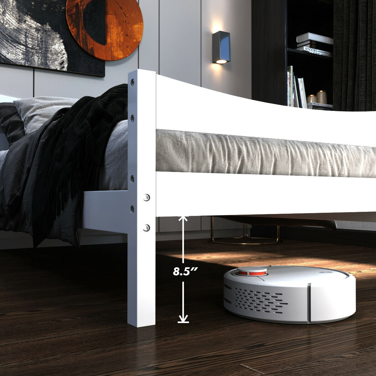 Twin Size Rustic Platform Bed Frame with Headboard and Footboard