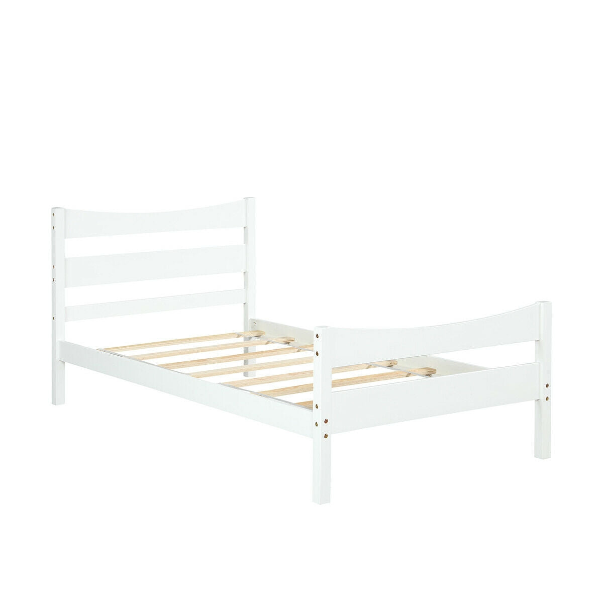 Twin Size Rustic Platform Bed Frame with Headboard and Footboard