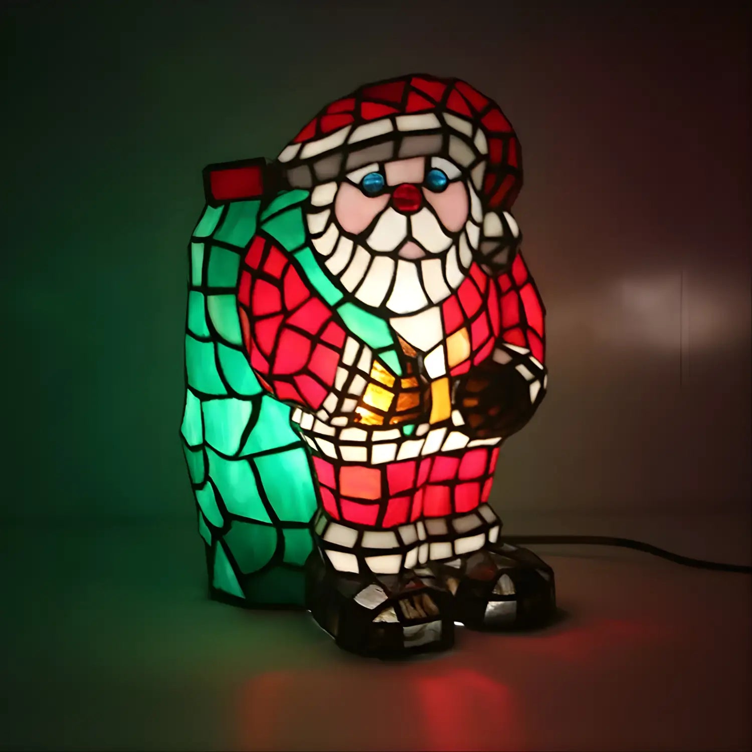 Santa Standing Tiffany Lamp Glass Tabletop