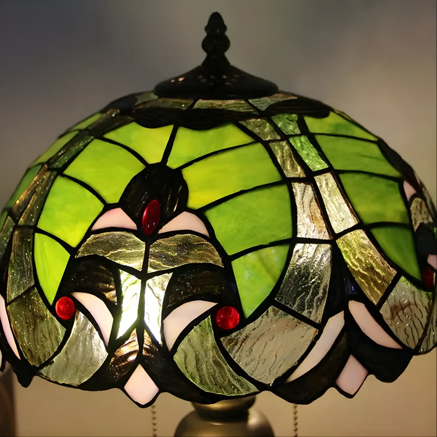 Original Tiffany Lamp with Sea Green Glasswork