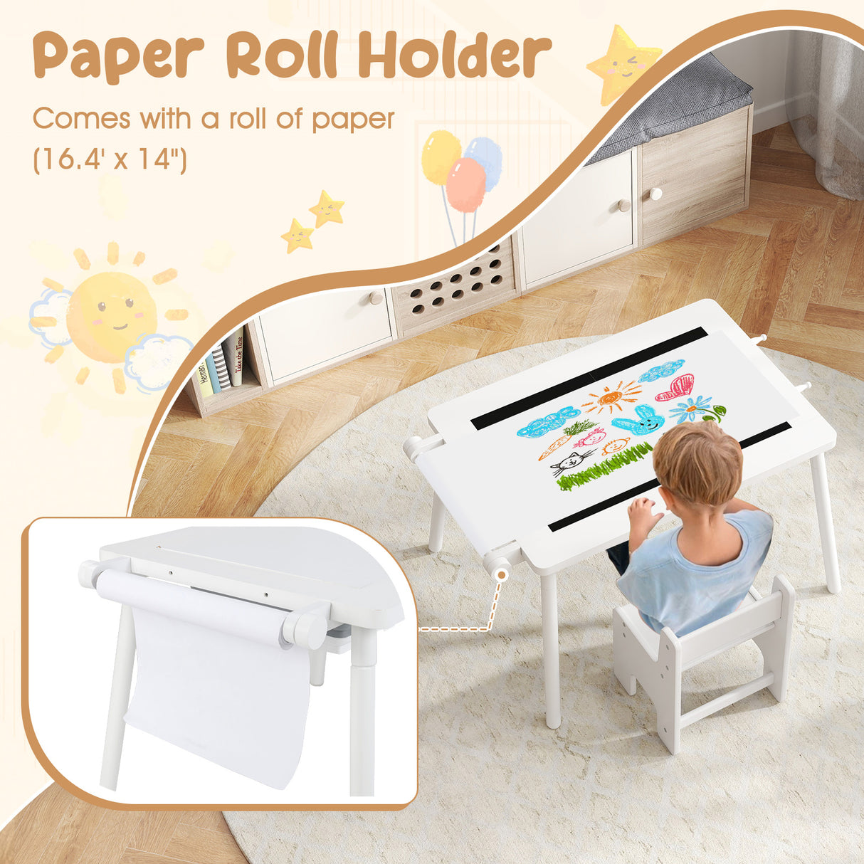 Sensory Table and Chair Set for Kids 2-8 with Foldable Bins