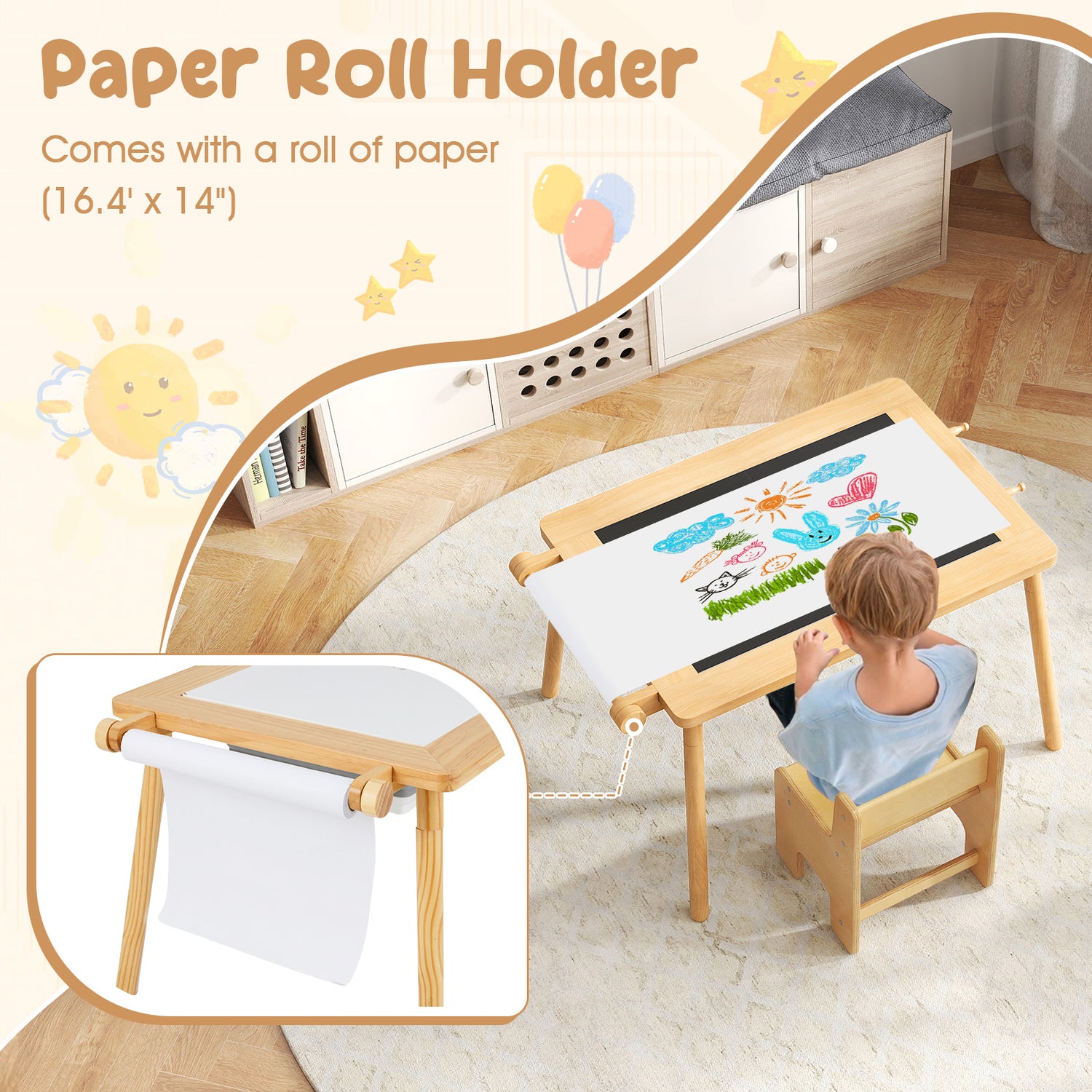 Sensory Table and Chair Set for Kids 2-8 with Foldable Bins