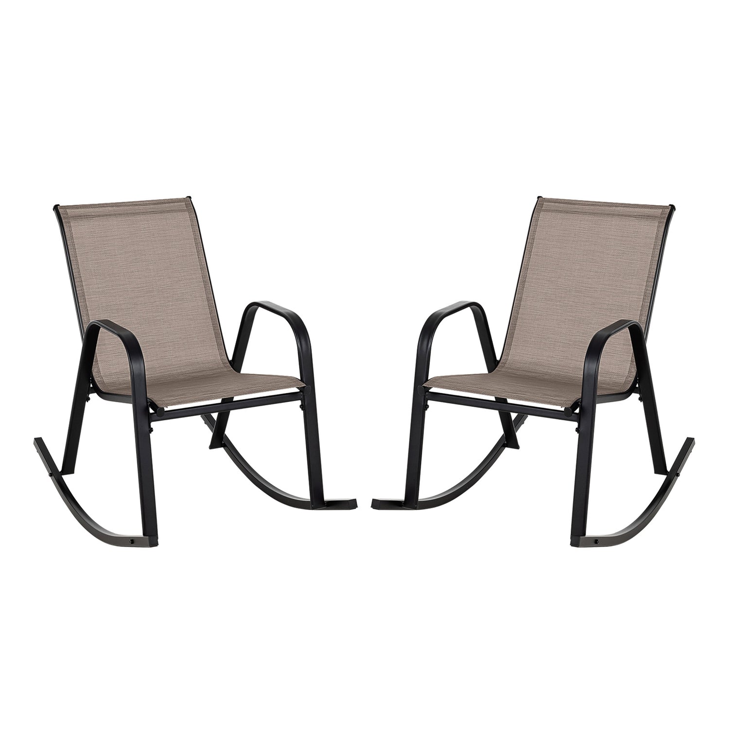Set of 2 Heavy-Duty Metal Patio Rocking Chair with Breathable Seat Fabric
