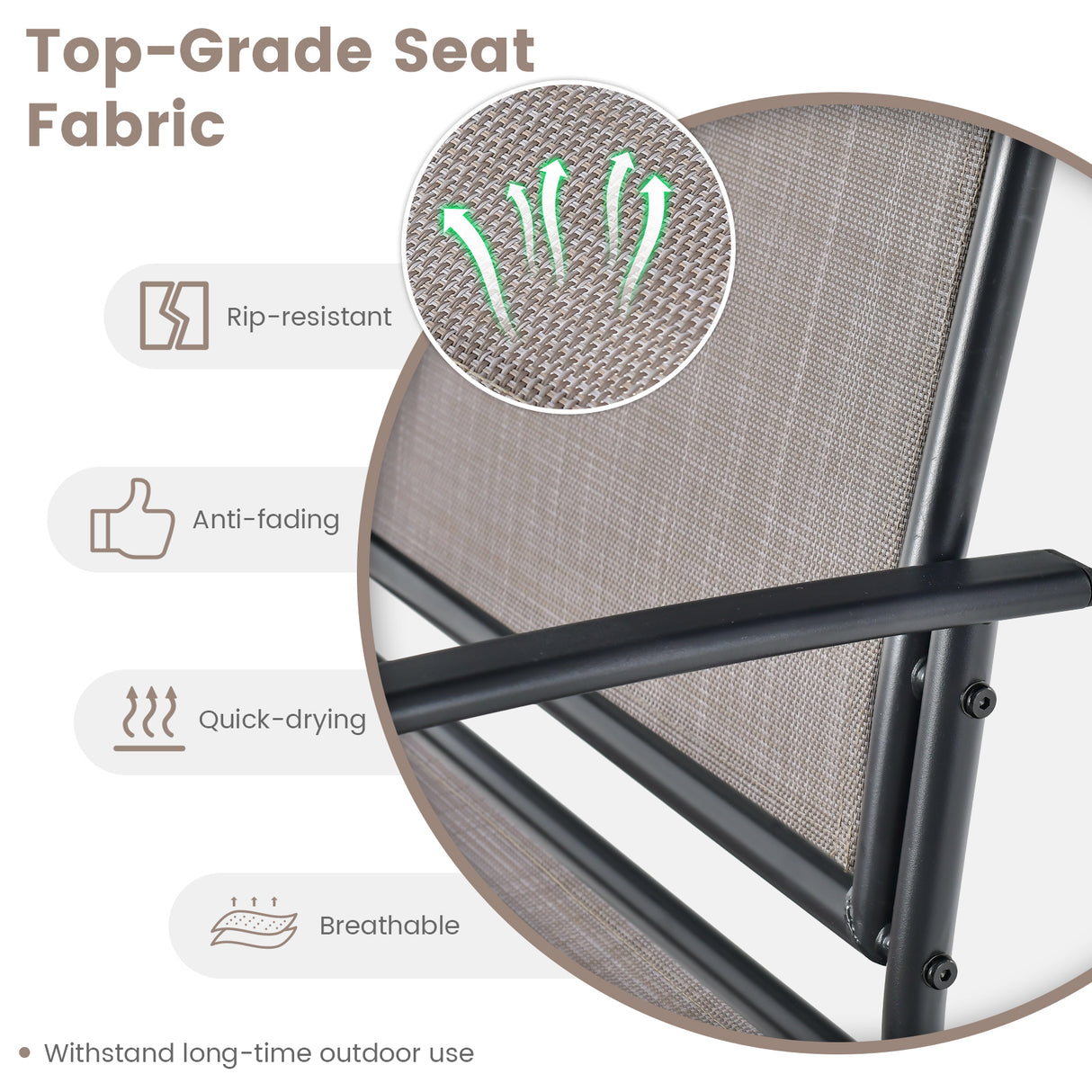 Set of 2 Outdoor Metal Glider Armchairs with Weather-resistant Fabric