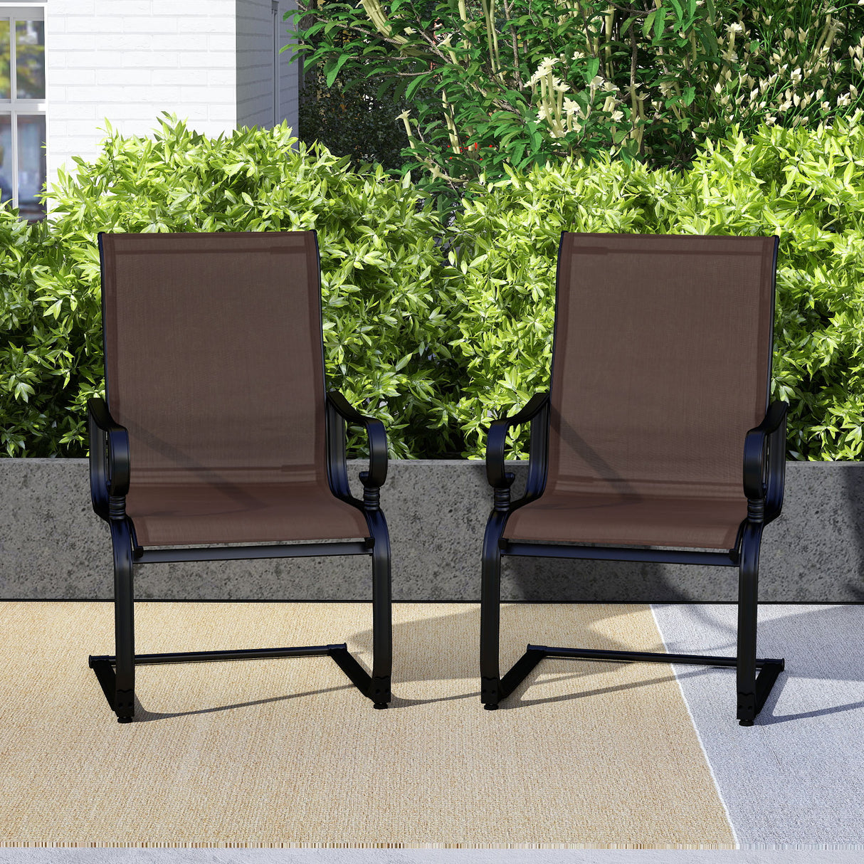 Set of 2 Patio Chairs with Quick-drying and Breathable Fabric for Backyard