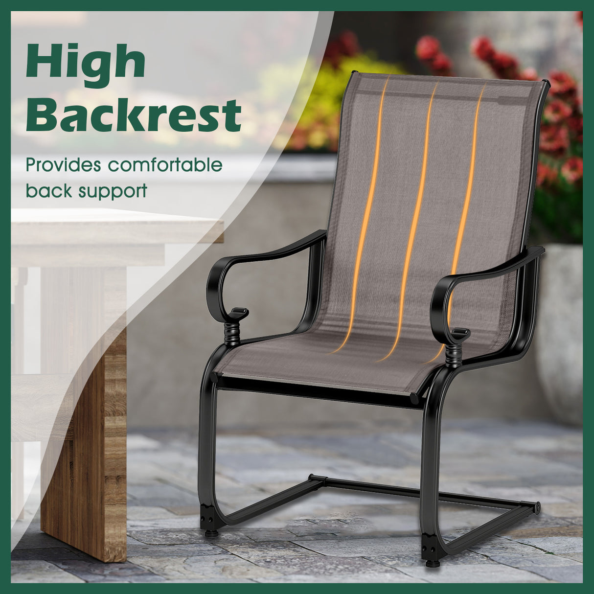 Set of 2 Patio Chairs with Quick-drying and Breathable Fabric for Backyard