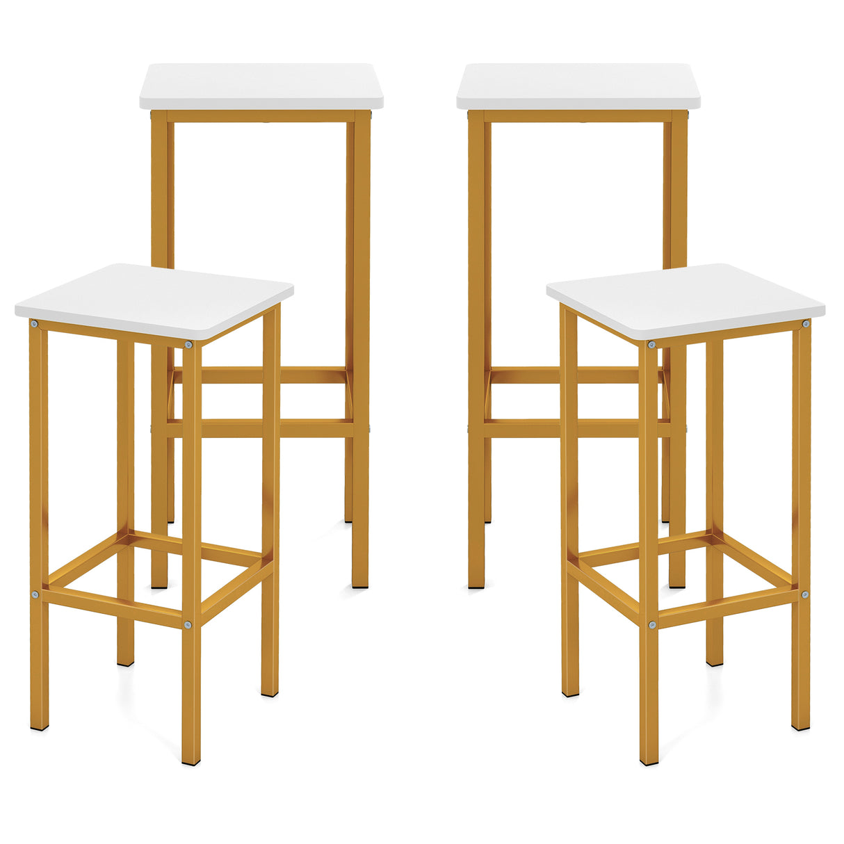 Set of 4 Bar Stool Set 26 Inch Bar Chair with Metal Legs and Footrest