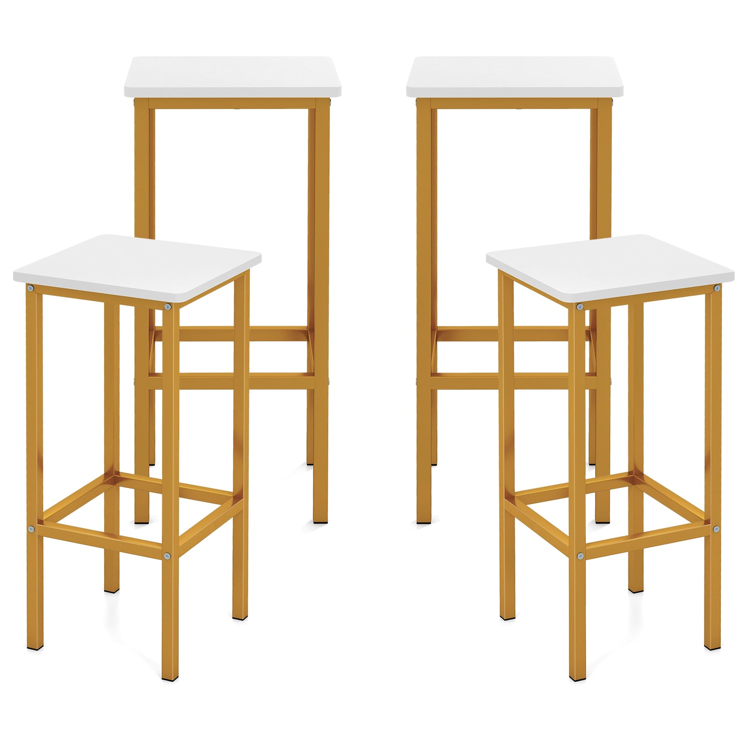 Set of 4 Bar Stool Set 26 Inch Bar Chair with Metal Legs and Footrest