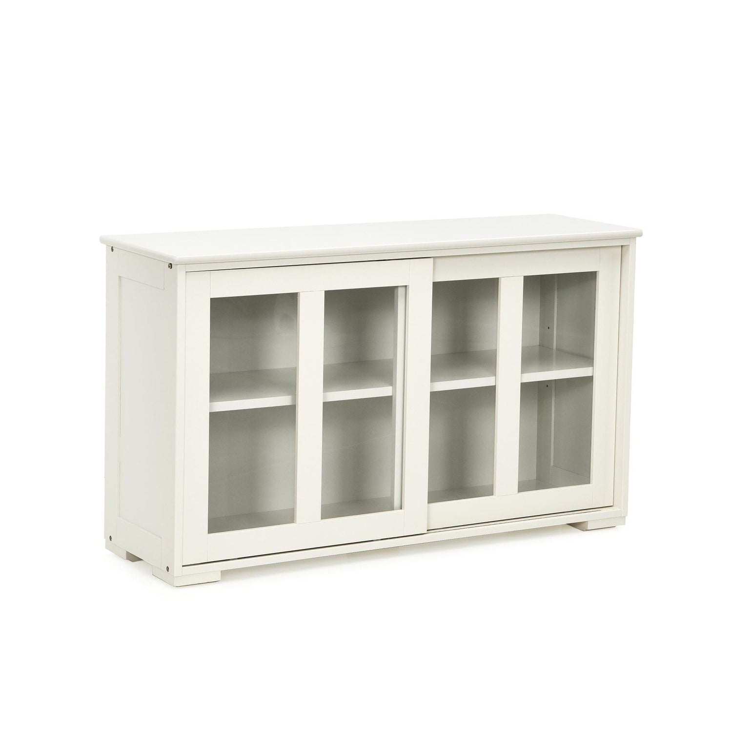 Kitchen Storage Cabinet with Glass Sliding Door