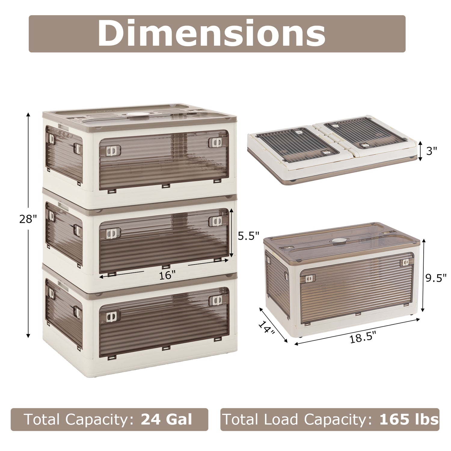 3-Pack Stackable Storage Bins with Lids with 5 Opening Ways