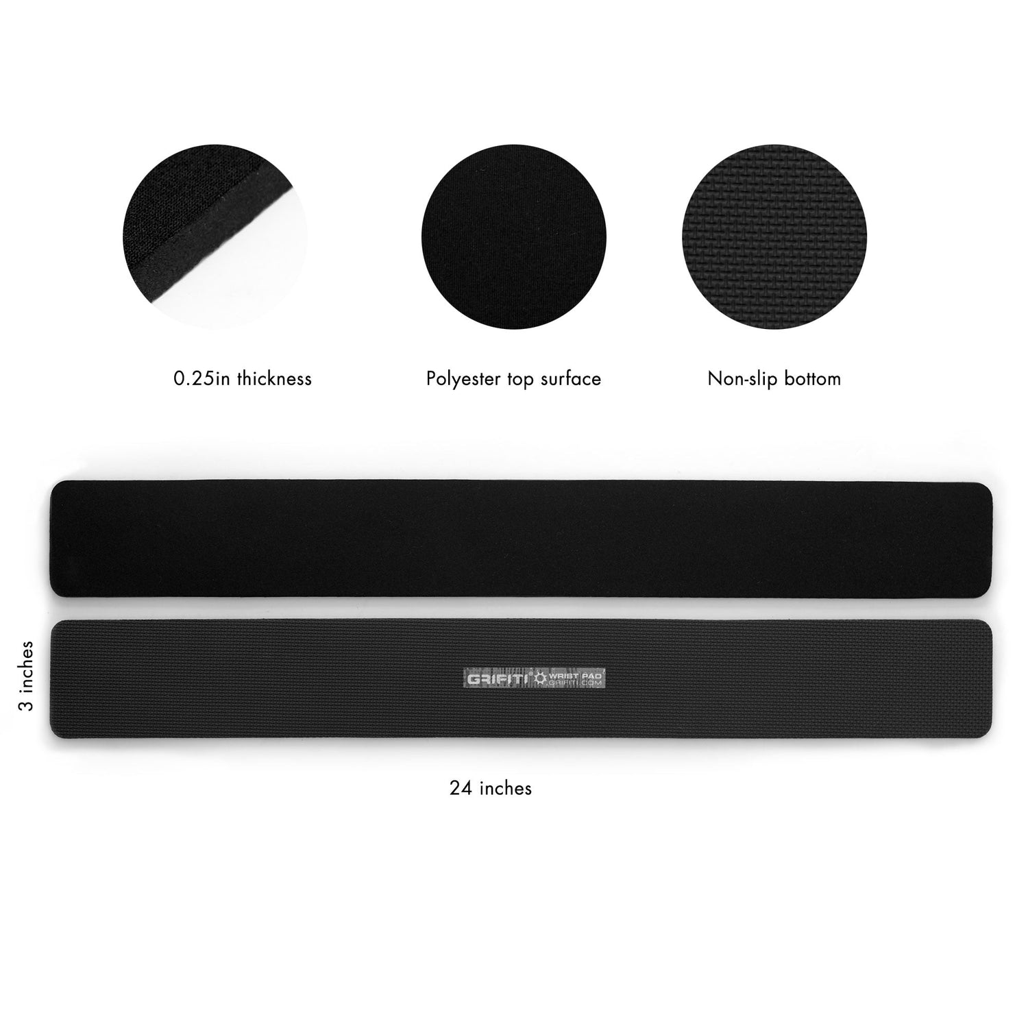 Grifiti Slim Wrist Pad 24 x 4 x 0.375 Inch for Thin Apple Wired Keyboard and Trackpad or Mouse