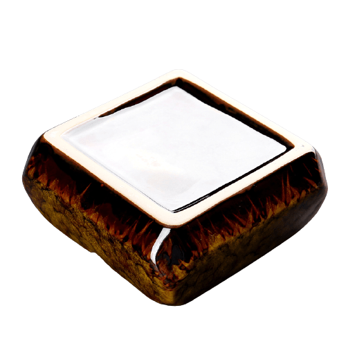 Square Glossy Ceramic Ashtray + Flameless Lighter (BROWNISH)
