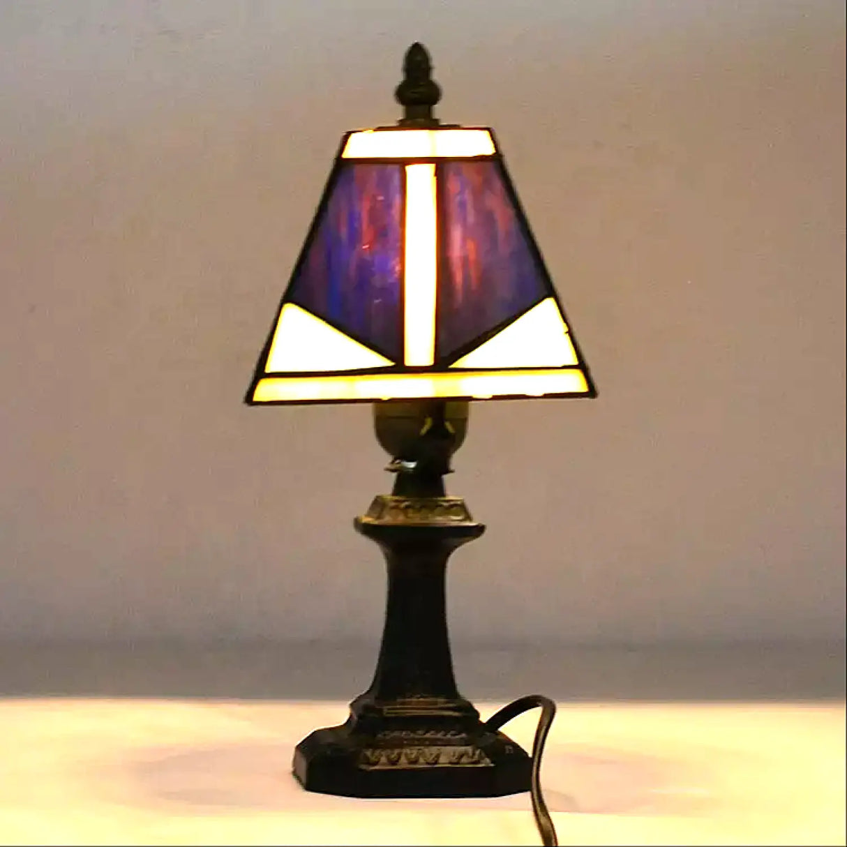 Authentic Tiffany Lamp with Square Glass Design