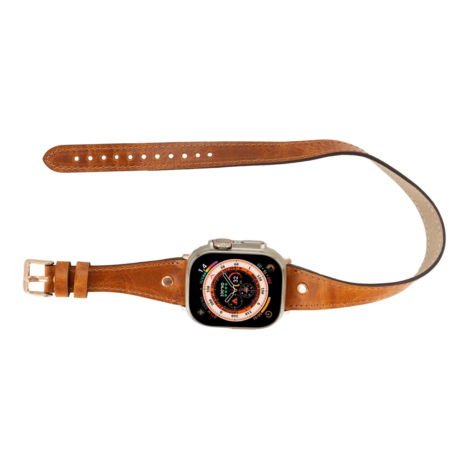 Syracuse Double Tour Leather Bands for Apple Watch 9, Ultra 2 and SE