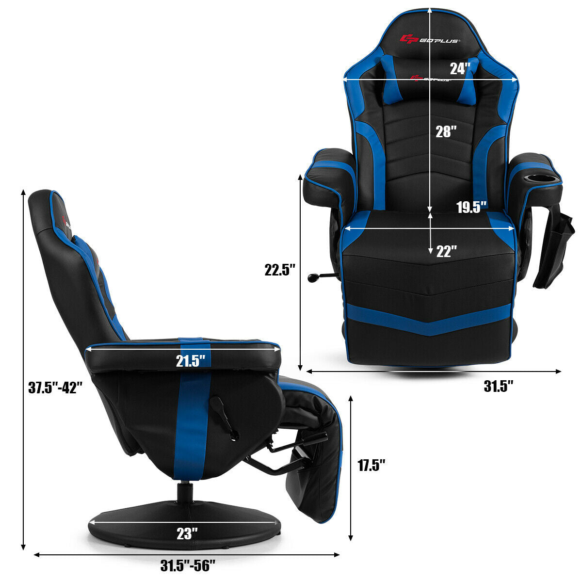 Ergonomic High Back Massage Gaming Chair with Pillow