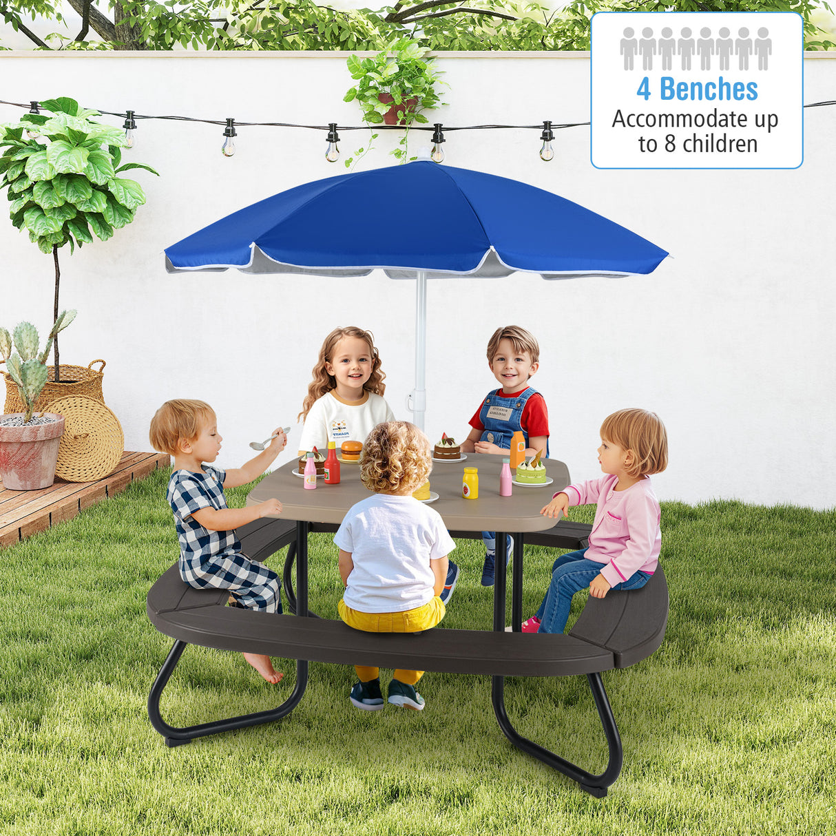 Toddler Outdoor Activity Table with Adjustable and Collapsible Umbrella
