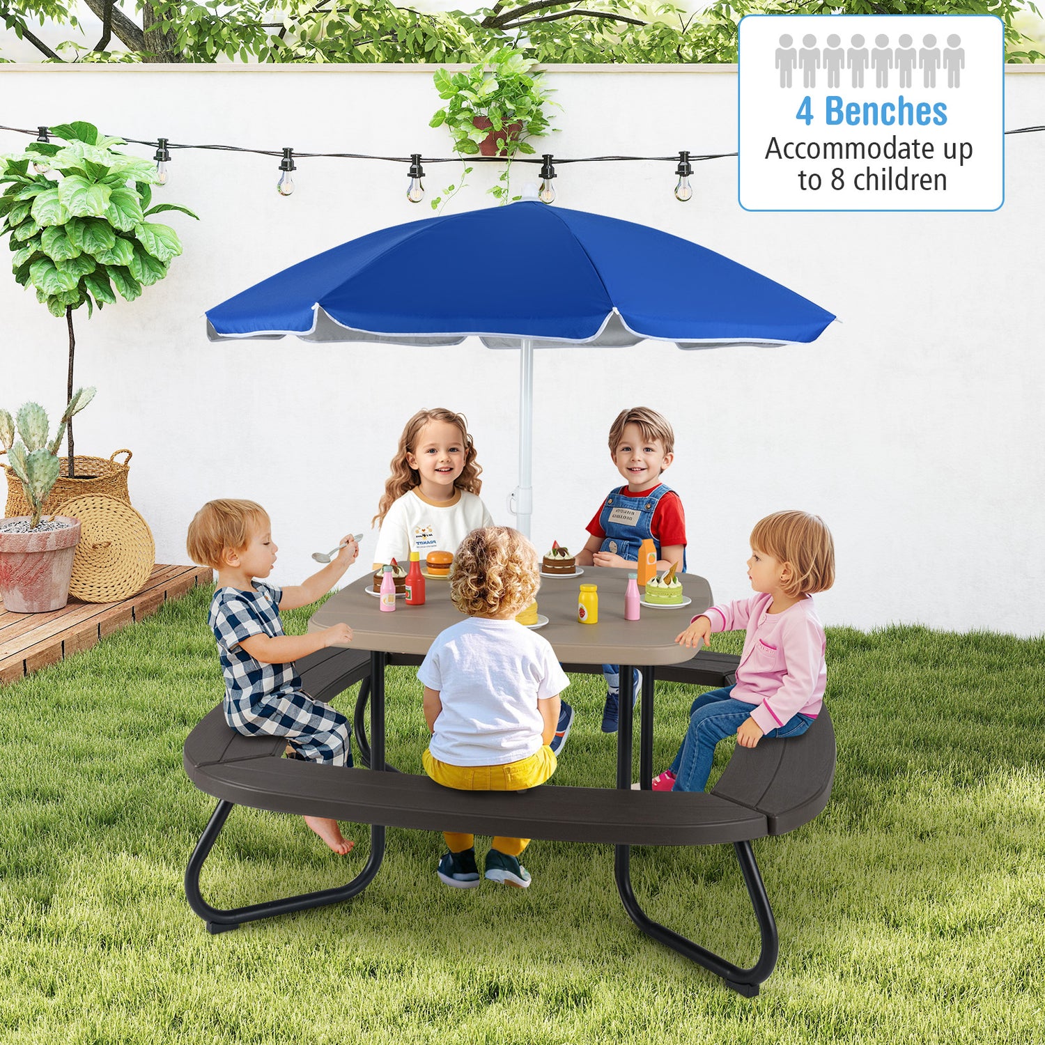 Toddler Outdoor Activity Table with Adjustable and Collapsible Umbrella