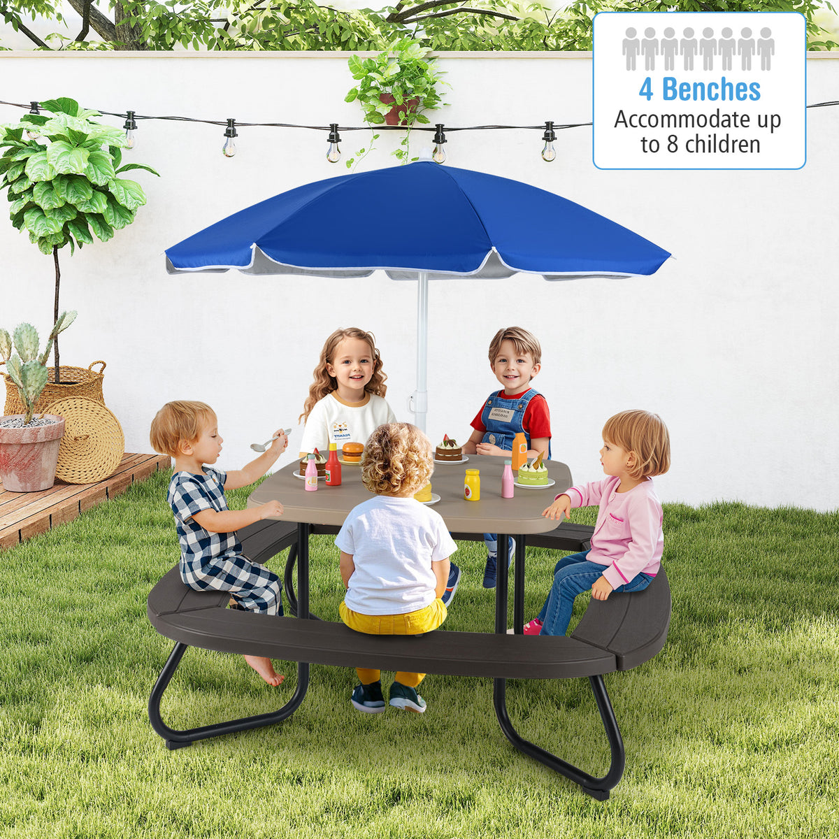 Toddler Outdoor Activity Table with Adjustable and Collapsible Umbrella